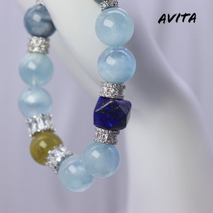 AVITA Ocean Of Stars 20% OFF Natural Aquamarine Bracelet Jewelry For Elevating Your Courage and Confidence