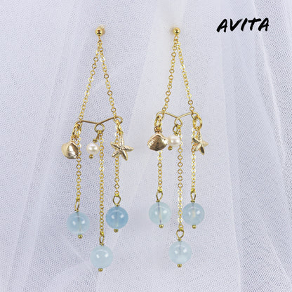 AVITA Elegant Life 60% OFF Aquamarine Handmade Crystal Earrings For Elevating Your Courage and Confidence