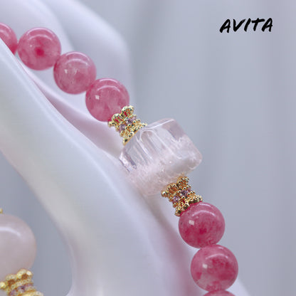 AVITA Rose Love 20% OFF Natural Pink Crystal Bracelet Jewelry For Energy Boost & Attracting Love