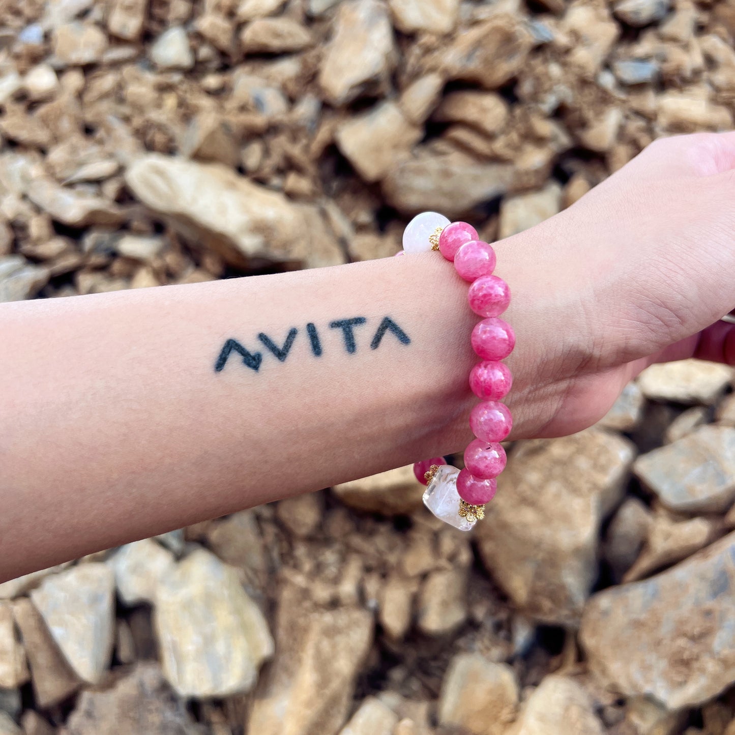 AVITA Rose Love 20% OFF Natural Pink Crystal Bracelet Jewelry For Energy Boost & Attracting Love