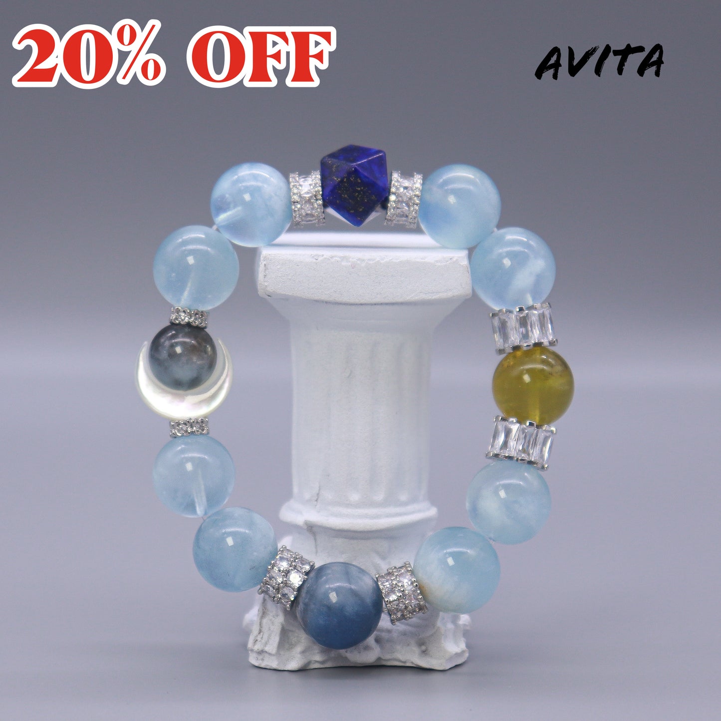 AVITA Ocean Of Stars 20% OFF Natural Aquamarine Bracelet Jewelry For Elevating Your Courage and Confidence