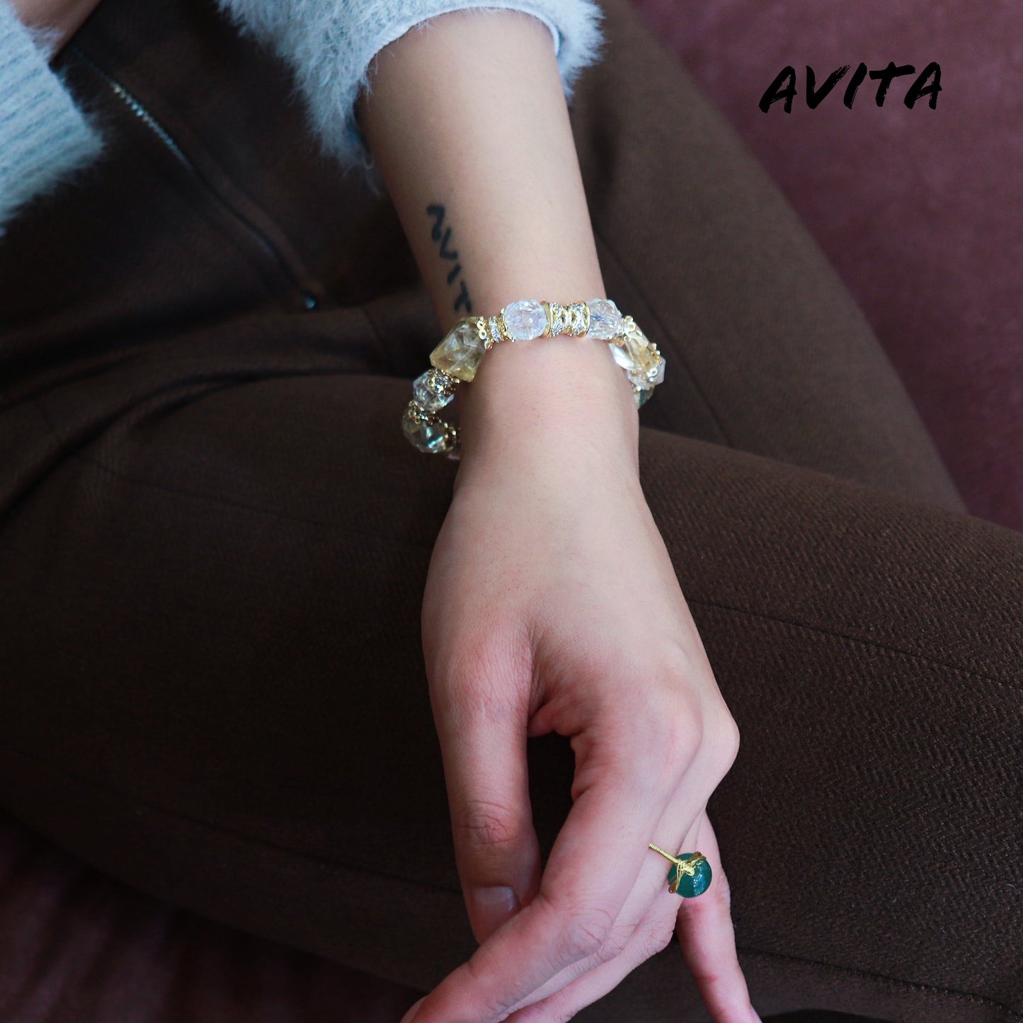 AVITA Golden Crown 15% OFF Natural Citrine Bracelet Jewelry For Energy Boost & Attracting Wealth