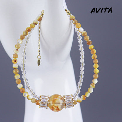 AVITA Caramel Pudding 80% OFF Quartz With Multiple Inclusions Bracelet Jewelry For Boosting Your Luck