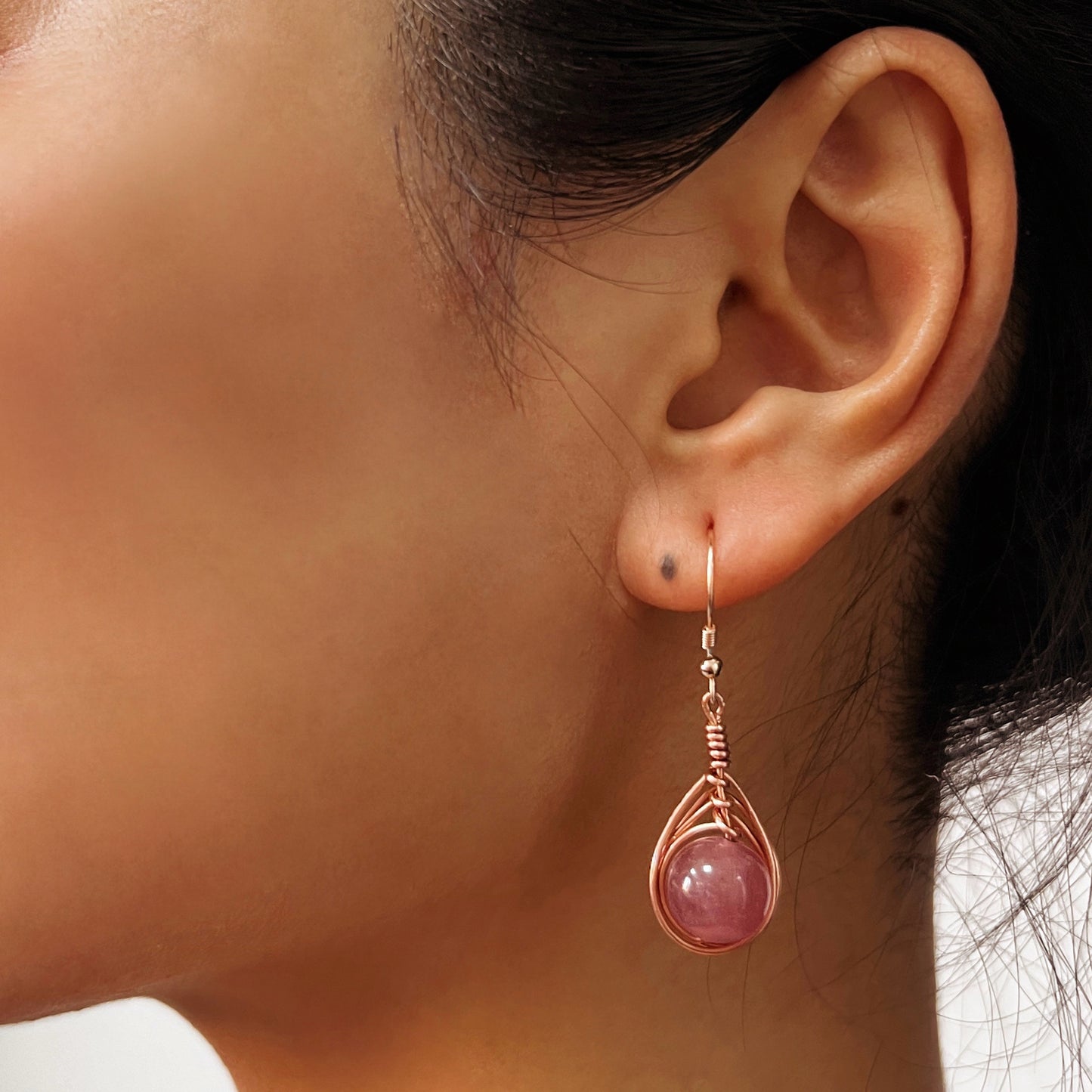 AVITA Angel's Tears 70% OFF Rubellite Handmade Crystal Earrings For Energy Boost & Attracting Love