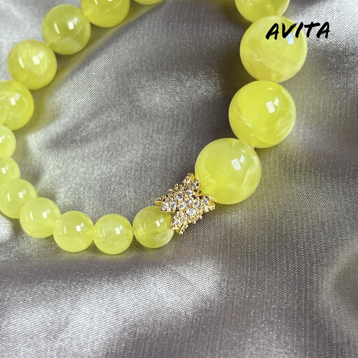 AVITA Destiny 20% OFF Natural Prehnite Bracelet Jewelry For Energy Boost & Attracting Wealth