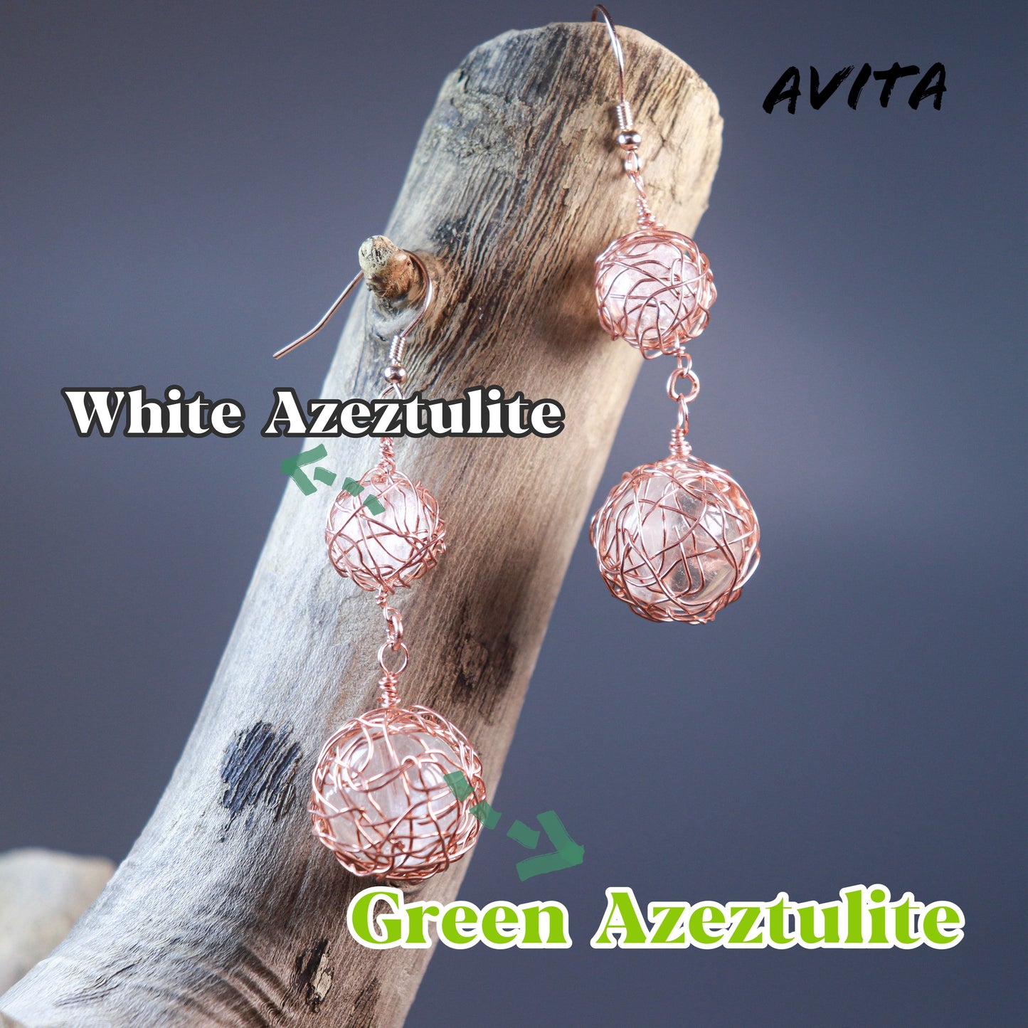 AVITA Freedom 50% OFF Green Azeztulite Quartz Handmade Crystal Earrings For Elevating Your Career