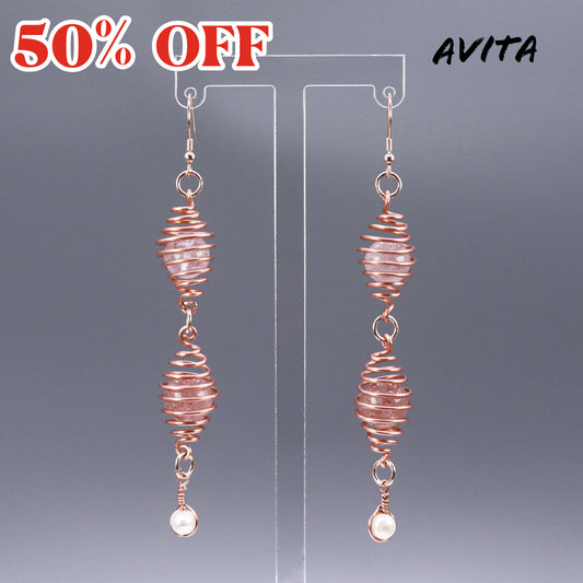 AVITA Freedom 50% OFF Strawberry Quartz Handmade Crystal Earrings For Energy Boost & Attracting Love