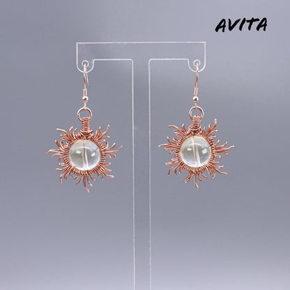 AVITA Elegant Life 60% OFF Amethyst Rutile Handmade Crystal Earrings For Energy Boost & Attracting Wealth