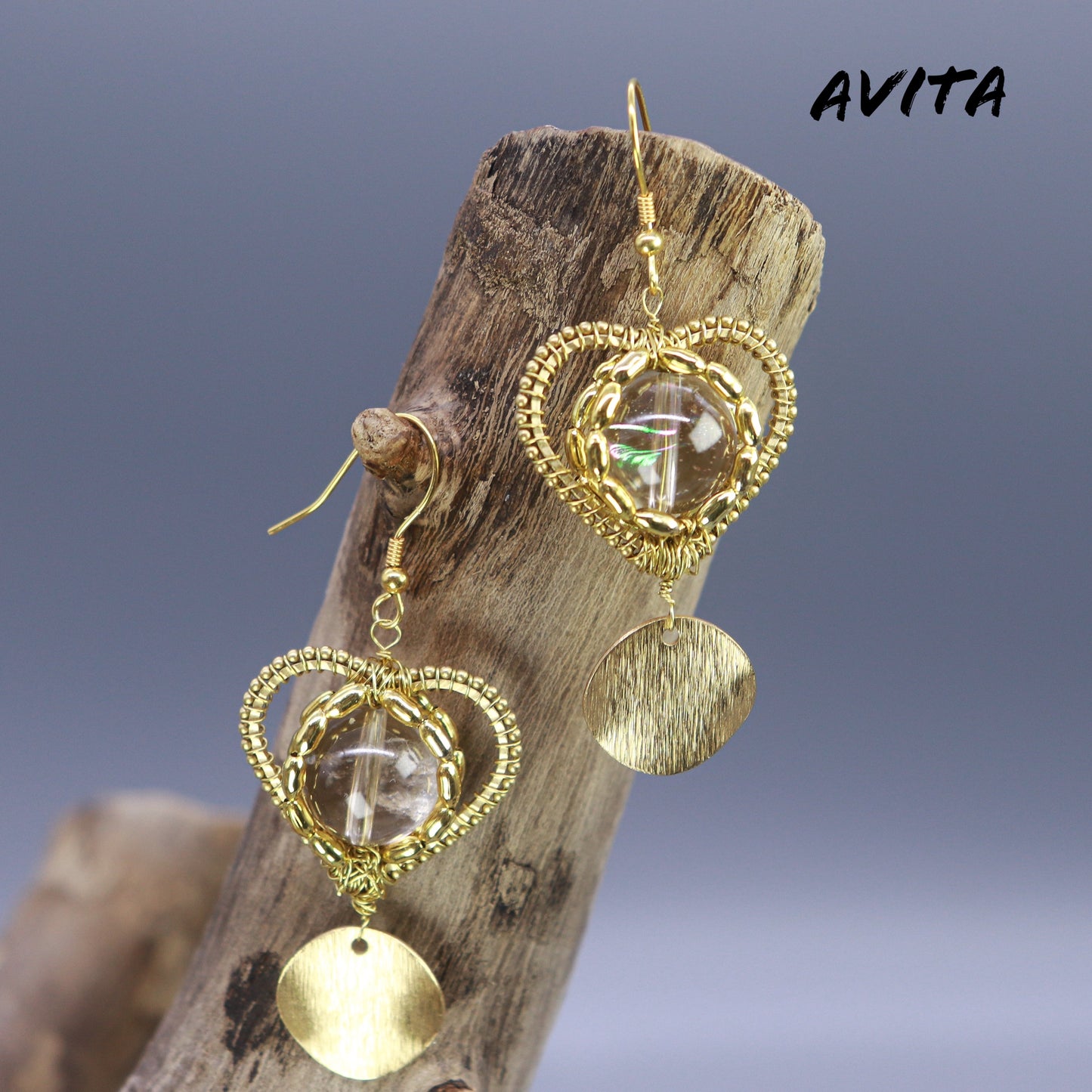 AVITA Elegant Life 60% OFF Tea-colored Citrine Handmade Crystal Earrings For Emotionally Stable