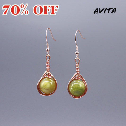 AVITA Angel's Tears 70% OFF Serpentine Jade Handmade Crystal Earrings For Elevating Your Career