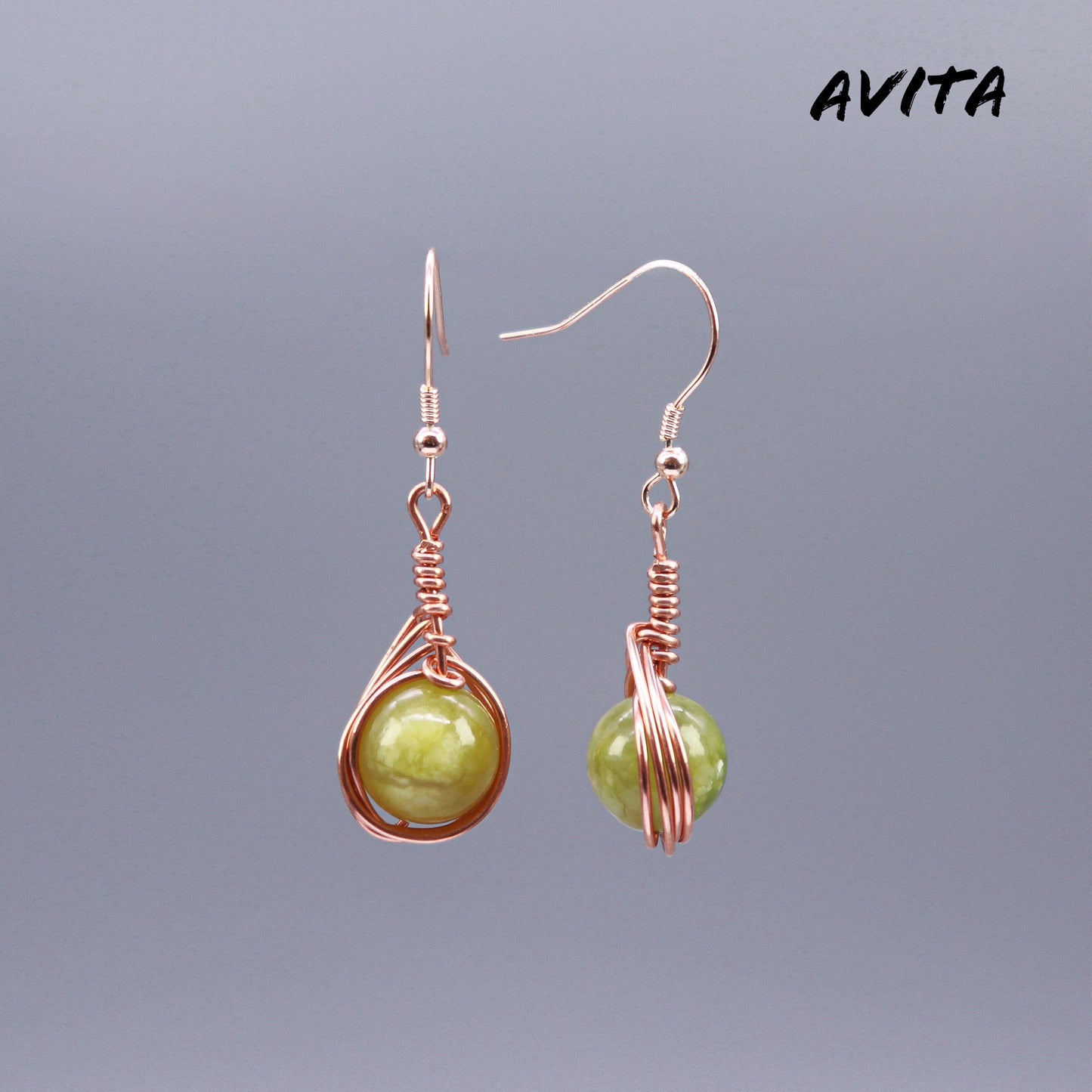 AVITA Angel's Tears 70% OFF Serpentine Jade Handmade Crystal Earrings For Elevating Your Career