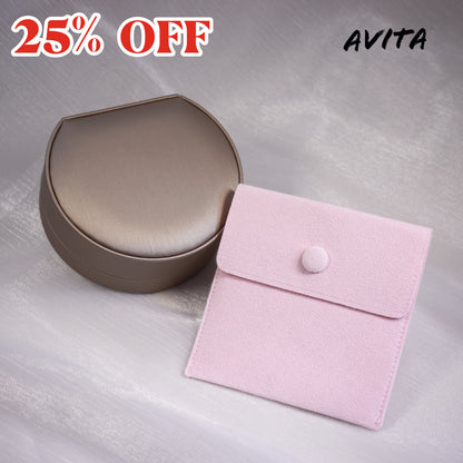 AVITA 25% OFF High Quality Champagne Gold Accessory Jewelry Gift Box & Flannel Pink Accessory Bag