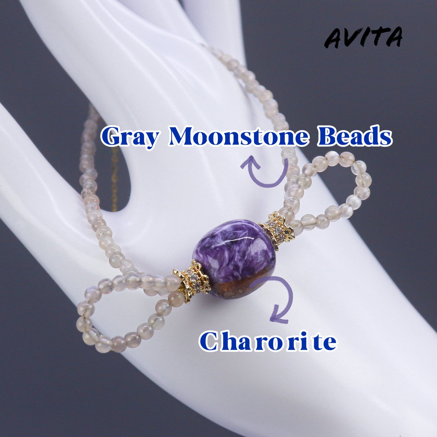 AVITA Blueberry Cheese 80% OFF Charoite Bracelet Jewelry For Boosting Observation Skills