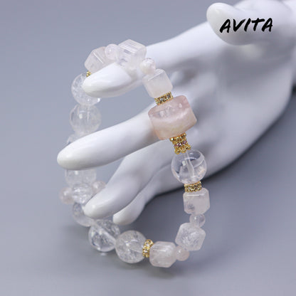 AVITA Ice And Snow Love 25% OFF Natural Pink Crystal Bracelet Jewelry For Energy Boost & Attracting Love