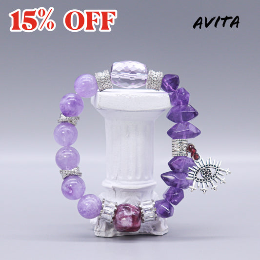 AVITA The Eye Of Athena 15% OFF Natural Amethyst Bracelet Jewelry For Energy Boost & Attracting Wisdom