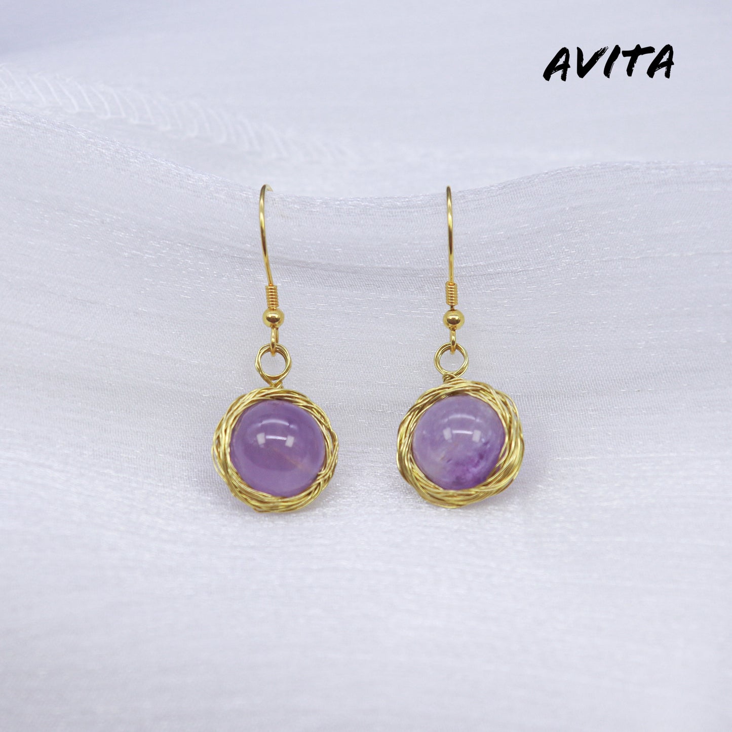 AVITA Elegant Life 60% OFF Amethyst Handmade Crystal Earrings For Energy Boost & Attracting Wisdom