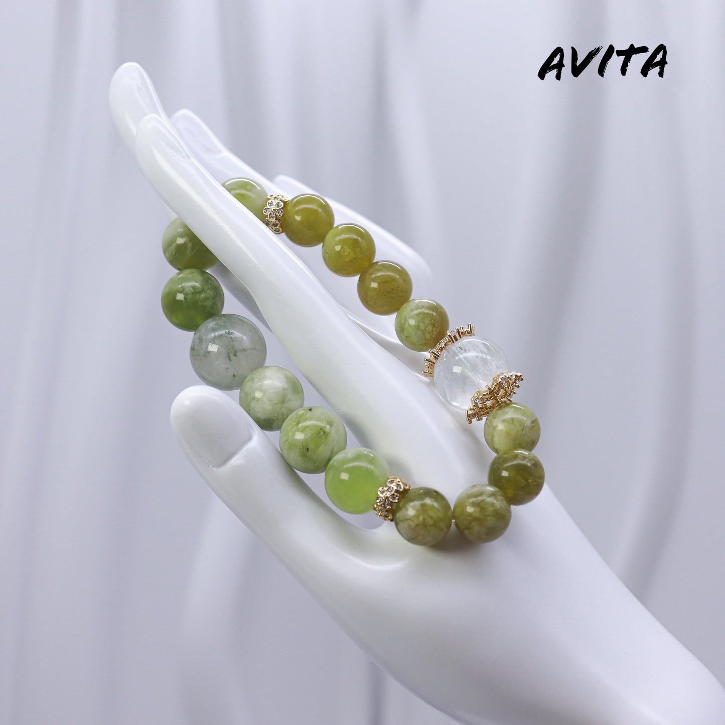 AVITA Source Of Life 20% OFF Natural Prasem Quartz Bracelet Jewelry For Elevating Your Career