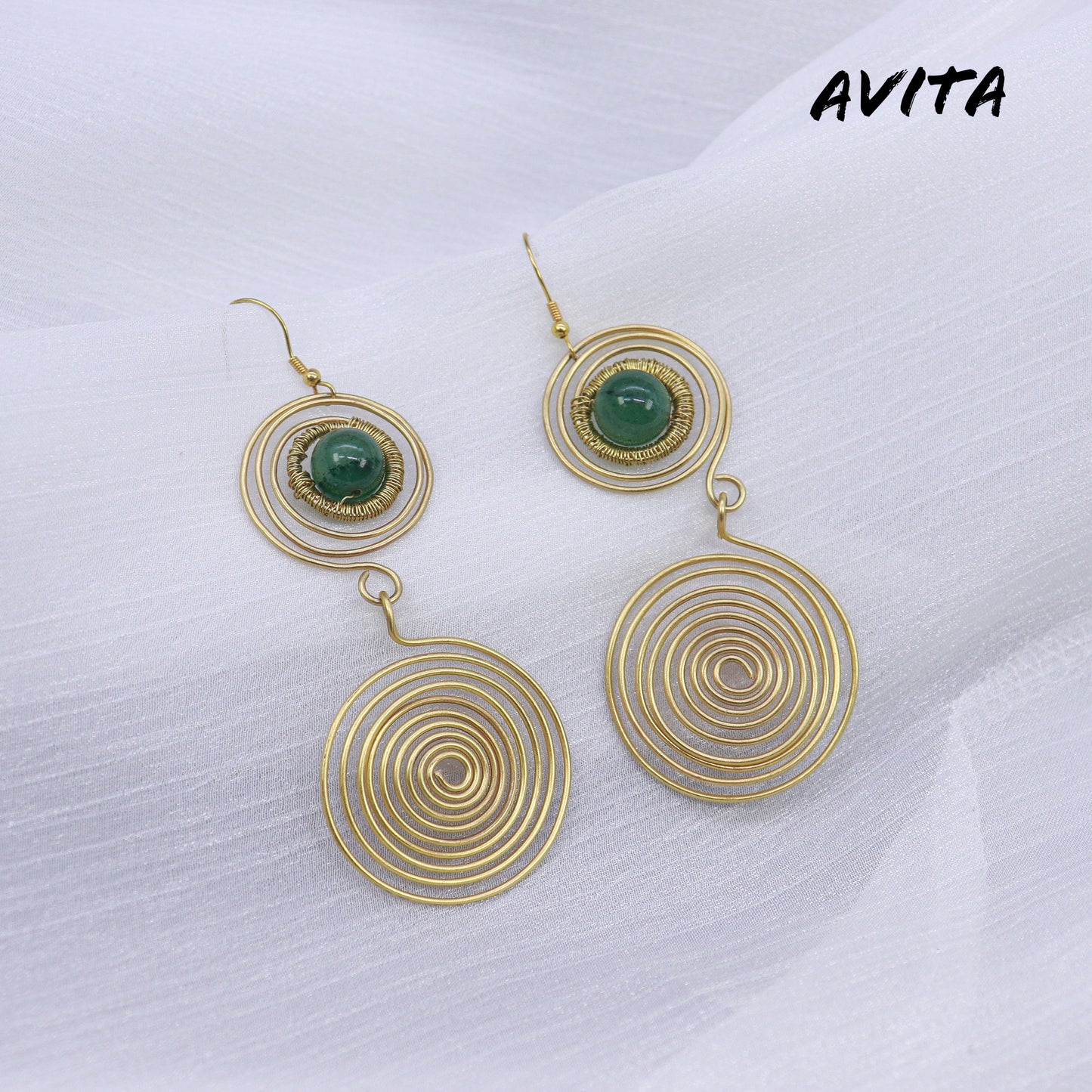 AVITA Elegant Life 60% OFF Green Strawberry Quartz Handmade Crystal Earrings For Elevating Your Career