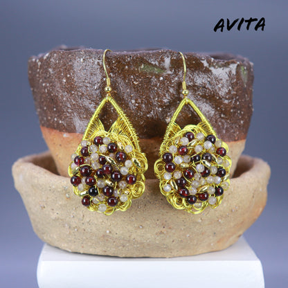 AVITA Limited Edition 60% OFF Garnet Handmade Crystal Earrings For Energy Boost & Becoming Beauty