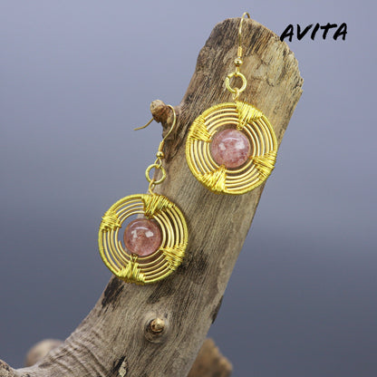 AVITA Elegant Life 60% OFF Strawberry Quartz Handmade Crystal Earrings For Elevating Love