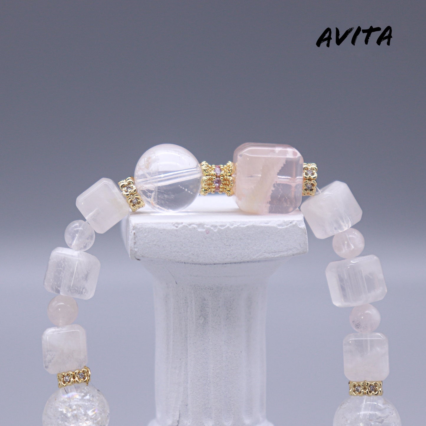 AVITA Ice And Snow Love 25% OFF Natural Pink Crystal Bracelet Jewelry For Energy Boost & Attracting Love