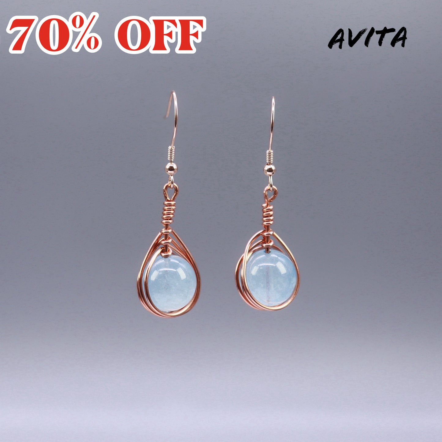 AVITA Angel's Tears 70% OFF Aquamarine Handmade Crystal Earrings For Elevating Your Courage and Confidence