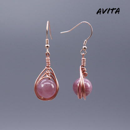 AVITA Angel's Tears 70% OFF Rubellite Handmade Crystal Earrings For Energy Boost & Attracting Love