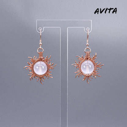 AVITA Elegant Life 60% OFF Amethyst Rutile Handmade Crystal Earrings For Energy Boost & Attracting Wealth