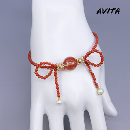 AVITA Red Velvet Cake 80% OFF Quartz With Multiple Inclusions Bracelet Jewelry For Boosting Your Luck