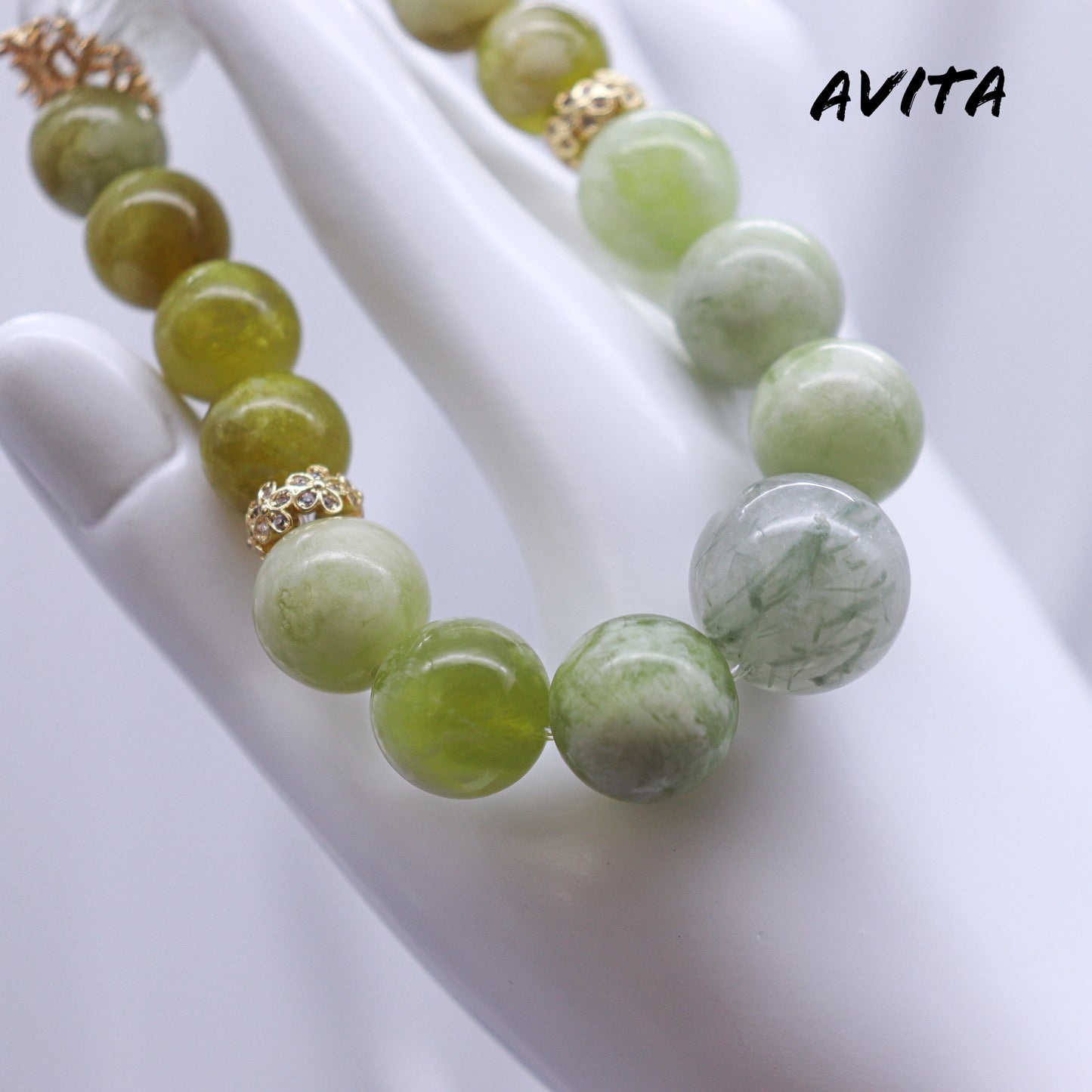 AVITA Source Of Life 20% OFF Natural Prasem Quartz Bracelet Jewelry For Elevating Your Career