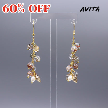 AVITA Elegant Life 60% OFF Flower Phantom Quartz Handmade Crystal Earrings For Energy Boost & Attracting Wisdom