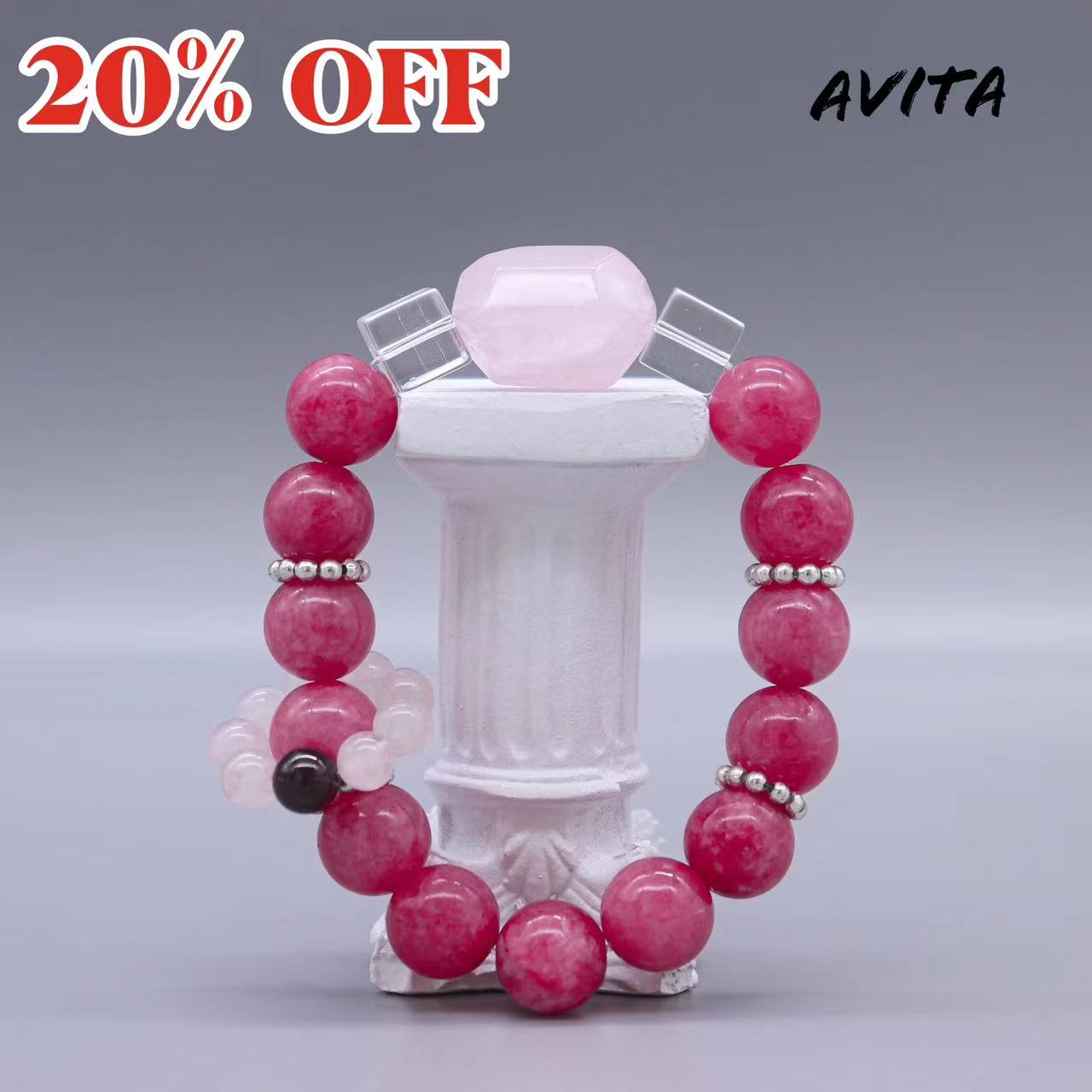 AVITA Barbie Love 20% OFF Natural Pink Crystal Bracelet Jewelry For Energy Boost & Attracting Love