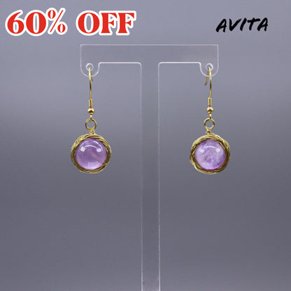 AVITA Elegant Life 60% OFF Amethyst Handmade Crystal Earrings For Energy Boost & Attracting Wisdom