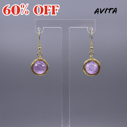 AVITA Elegant Life 60% OFF Amethyst Handmade Crystal Earrings For Energy Boost & Attracting Wisdom