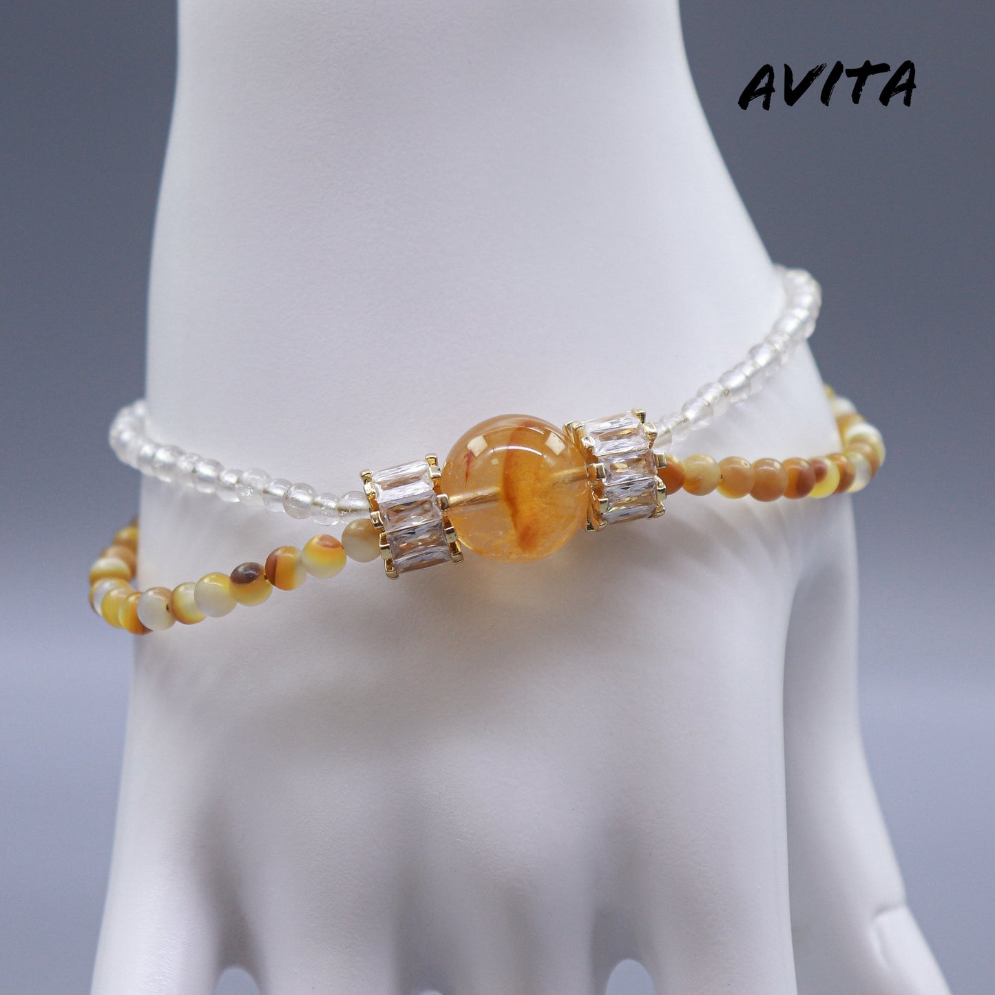 AVITA Caramel Pudding 80% OFF Quartz With Multiple Inclusions Bracelet Jewelry For Boosting Your Luck