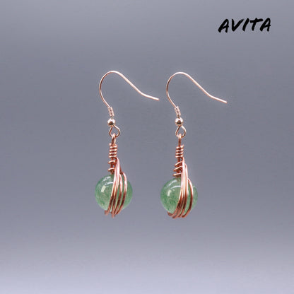 AVITA Angel's Tears 70% OFF Green Strawberry Quartz Handmade Crystal Earrings For Elevating Your Career