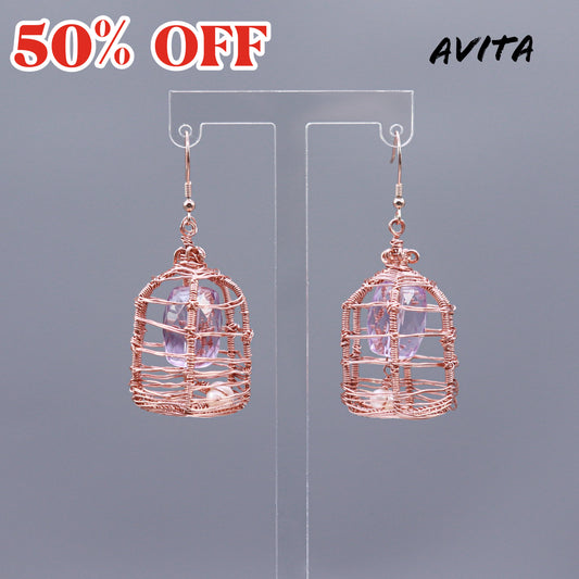 AVITA Freedom 50% OFF Amethyst Handmade Crystal Earrings For Energy Boost & Attracting Wisdom