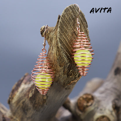 AVITA Freedom 50% OFF Prehnite Handmade Crystal Earrings For Energy Boost & Attracting Wealth