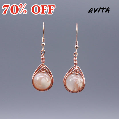 AVITA Angel's Tears 70% OFF Sakura Agate Handmade Crystal Earrings For Energy Boost & Attracting Love