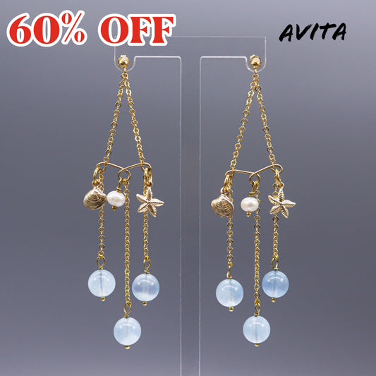 AVITA Elegant Life 60% OFF Aquamarine Handmade Crystal Earrings For Elevating Your Courage and Confidence