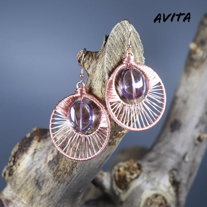 AVITA Elegant Life 60% OFF Amethyst Handmade Crystal Earrings For Energy Boost & Attracting Wisdom