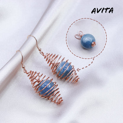 AVITA Freedom 50% OFF Aquamarine (solid) Handmade Crystal Earrings For Elevating Your Courage and Confidence