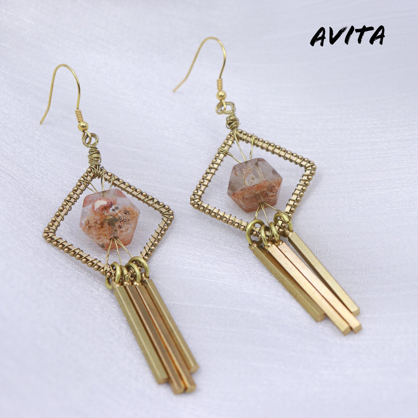 AVITA Elegant Life 60% OFF Flower Phantom Quartz Handmade Crystal Earrings For Energy Boost & Attracting Wisdom