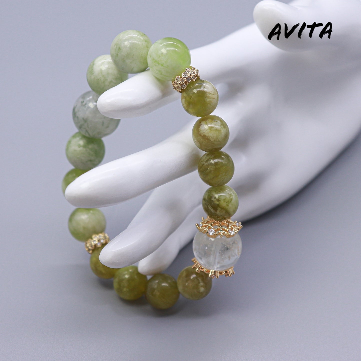 AVITA Source Of Life 20% OFF Natural Prasem Quartz Bracelet Jewelry For Elevating Your Career