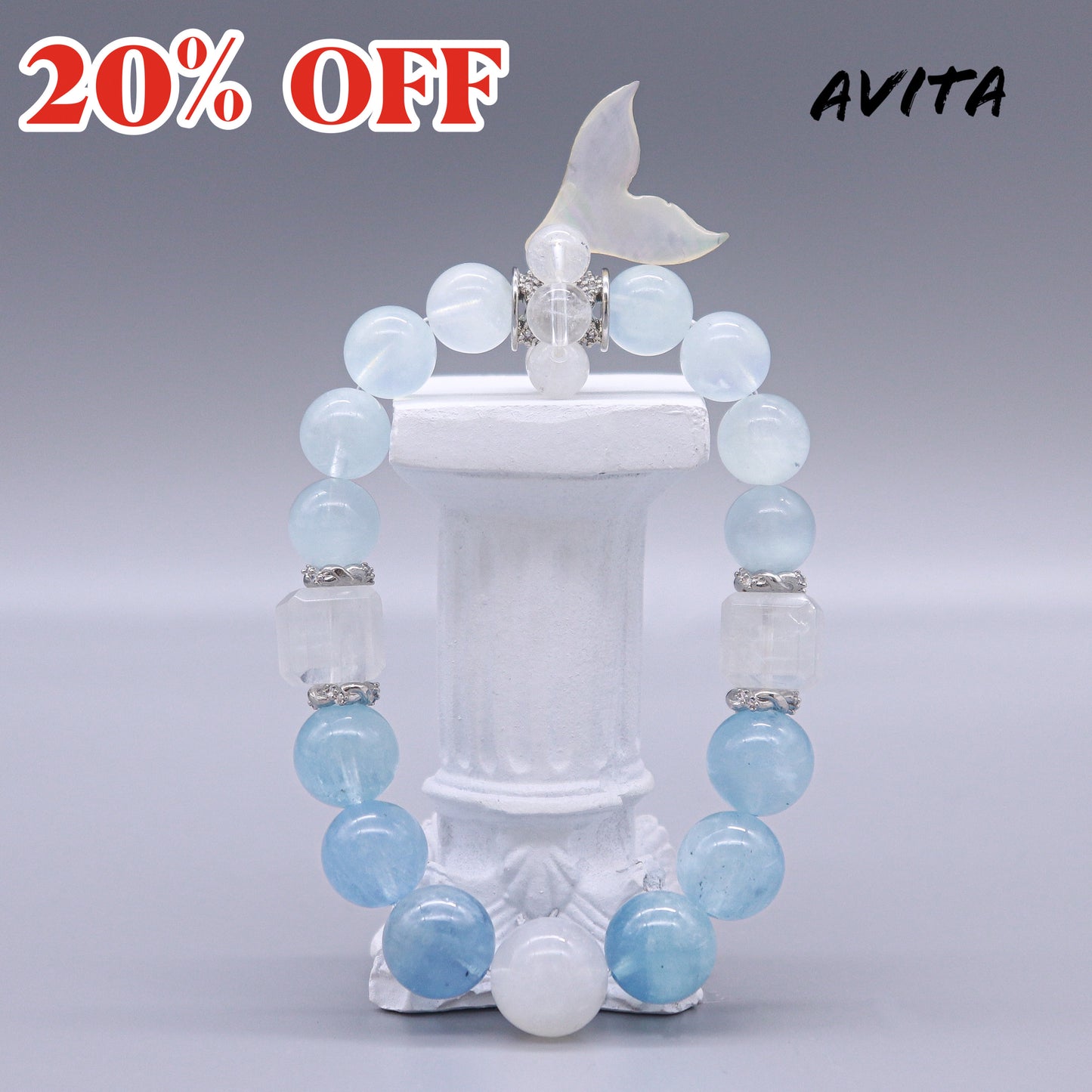 AVITA Legend Of The Blue Sea 20% OFF Natural Aquamarine Bracelet Jewelry For Elevating Your Courage and Confidence