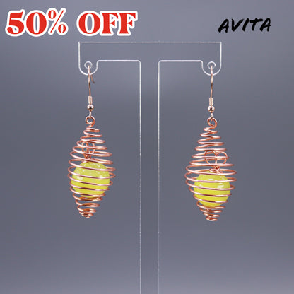 AVITA Freedom 50% OFF Prehnite Handmade Crystal Earrings For Energy Boost & Attracting Wealth