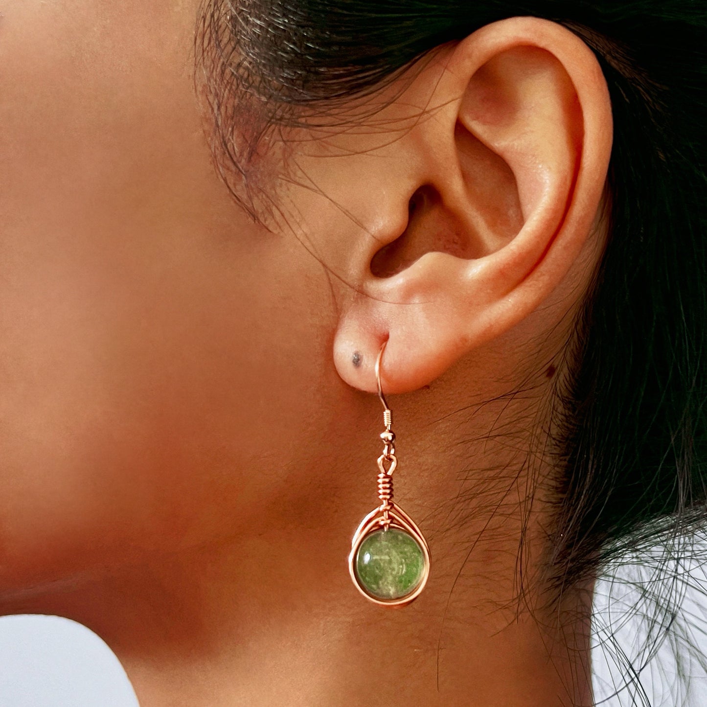 AVITA Angel's Tears 70% OFF Green Strawberry Quartz Handmade Crystal Earrings For Elevating Your Career