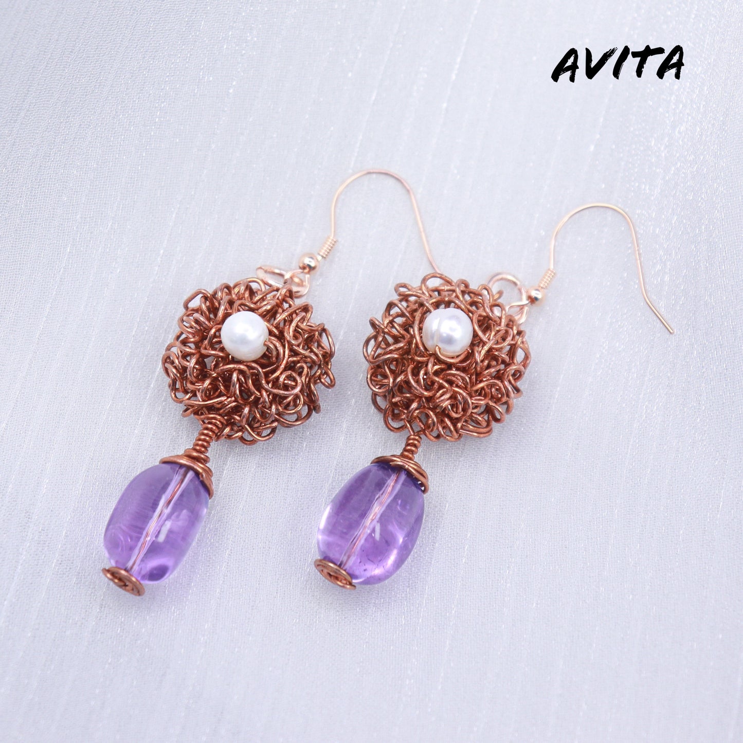 AVITA Elegant Life 60% OFF Amethyst Handmade Crystal Earrings For Energy Boost & Attracting Wisdom