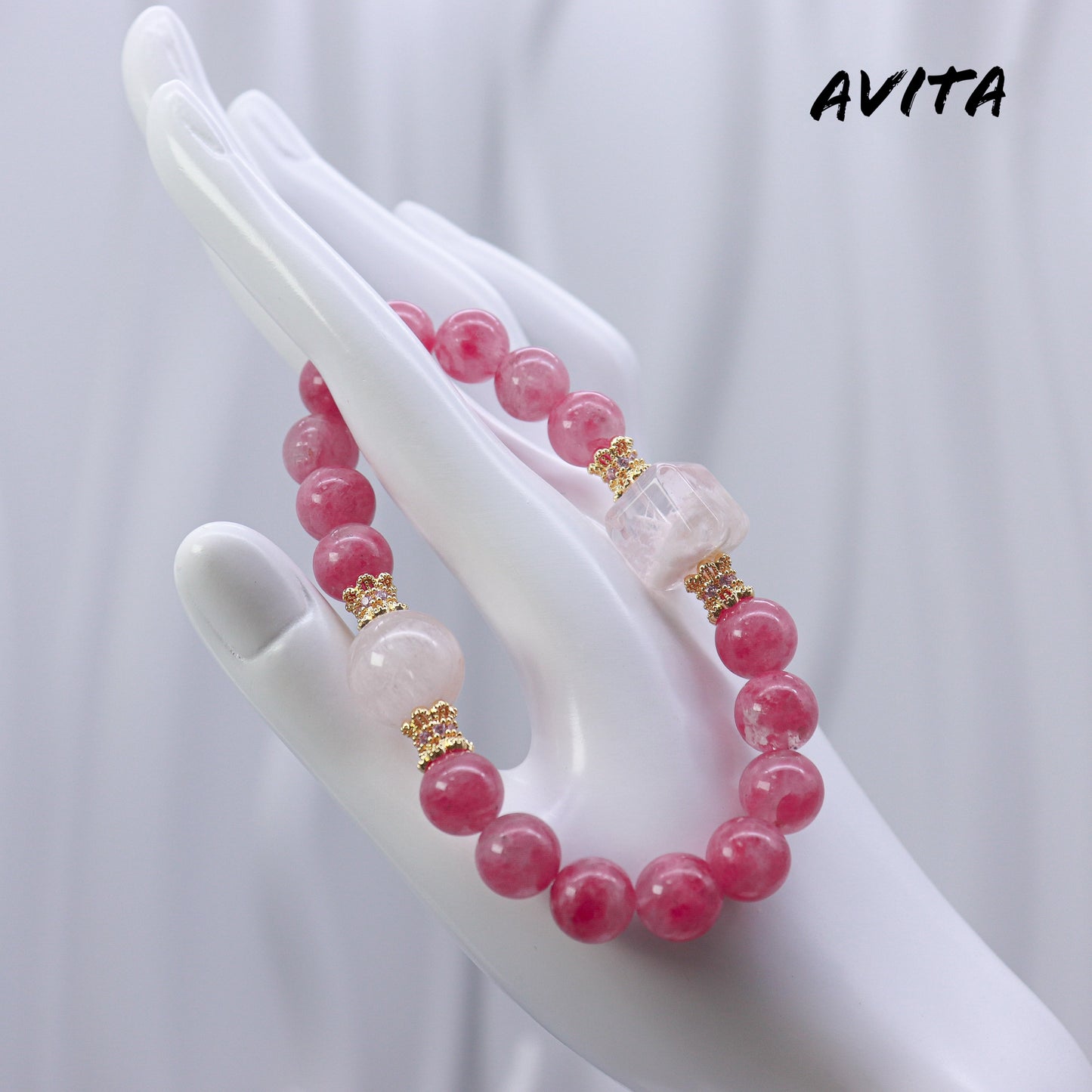 AVITA Rose Love 20% OFF Natural Pink Crystal Bracelet Jewelry For Energy Boost & Attracting Love