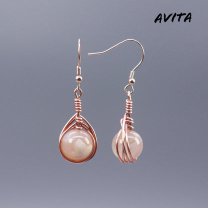 AVITA Angel's Tears 70% OFF Sakura Agate Handmade Crystal Earrings For Energy Boost & Attracting Love